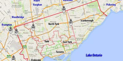 Mapa obcí Toronto