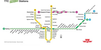 Mapa presto stanice TTC