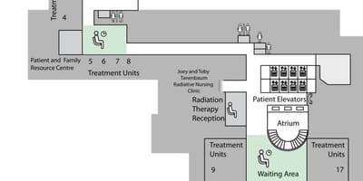 Mapa Princezna Margaret Cancer Centre Toronto 2. patro Níže (B2)
