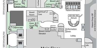Mapa Princezna Margaret Cancer Centre Toronto přízemí