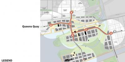 Mapa Projektu Východního Pobřeží na Východ Bayfront Toronto