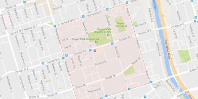Mapa Regent Park sousedství Toronta
