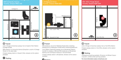 Mapa Sinai health system v Toronto