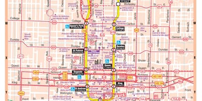 Mapa Metra v centru města Toronto