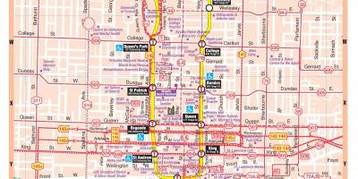 Mapa Metra v centru města Toronto