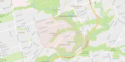 Mapa Thorncliffe Park sousedství Toronta