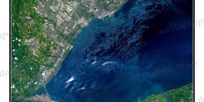 Mapa Toronto, jezero Ontario satelitní