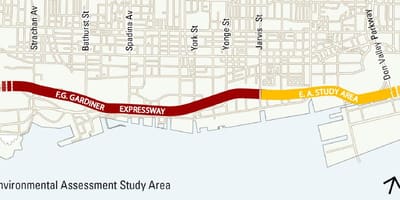 Mapa Toronto gardiner expressway