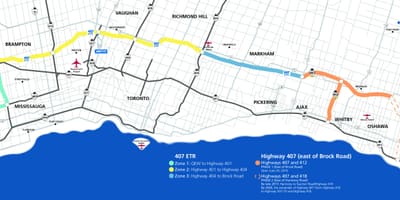 Mapa Toronto highway 407