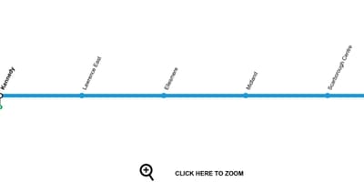 Mapa Toronto metro linka 3 Scarborough RT