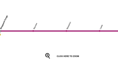 Mapa Toronto metro linka 4 Sheppard