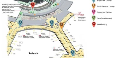 Mapa Toronto Pearson mezinárodní letiště příletové terminál