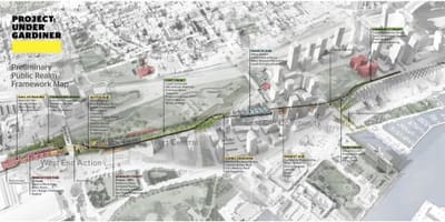 Mapa Toronto projekt pod gardiner