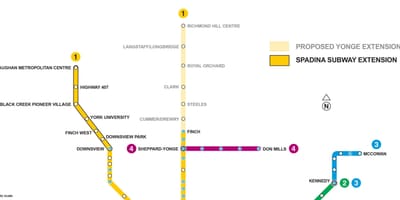 Mapa Toronto prodloužení metra