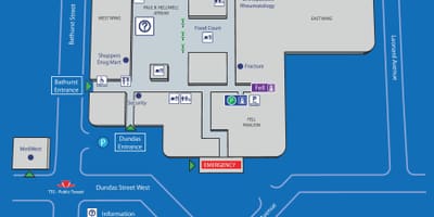 Mapa Toronto Západní Nemocnice