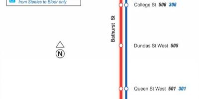 Mapa tramvajová linka 511 Bathurst