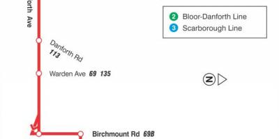 Mapa TTC 20 Cliffside autobusová linka Toronto
