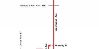 Mapa TTC 31 Greenwood autobusová linka Toronto