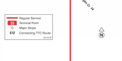 Mapa TTC 33 Forest Hill autobusová linka Toronto