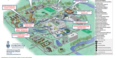 Mapa z university of Toronto Mississauga kampusu stravovacích služeb