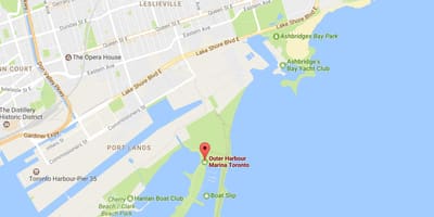 Mapa Vnějšího přístavu marina Toronto
