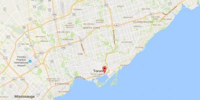 Mapa Východní Bayfront district Toronto