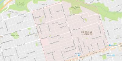 Mapa Woodbine Výšek sousedství Toronta