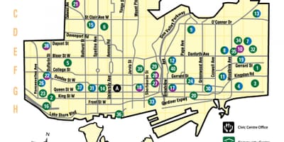 Mapa zařízení rekreace Toronto